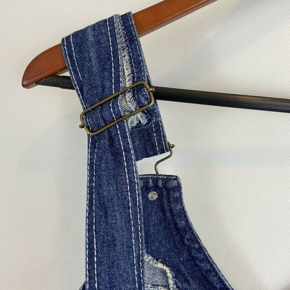 Ruelles vintage Overall Demi dress Women’s M Button Front Lace Up Back Dark Wash - Picture 4 of 6